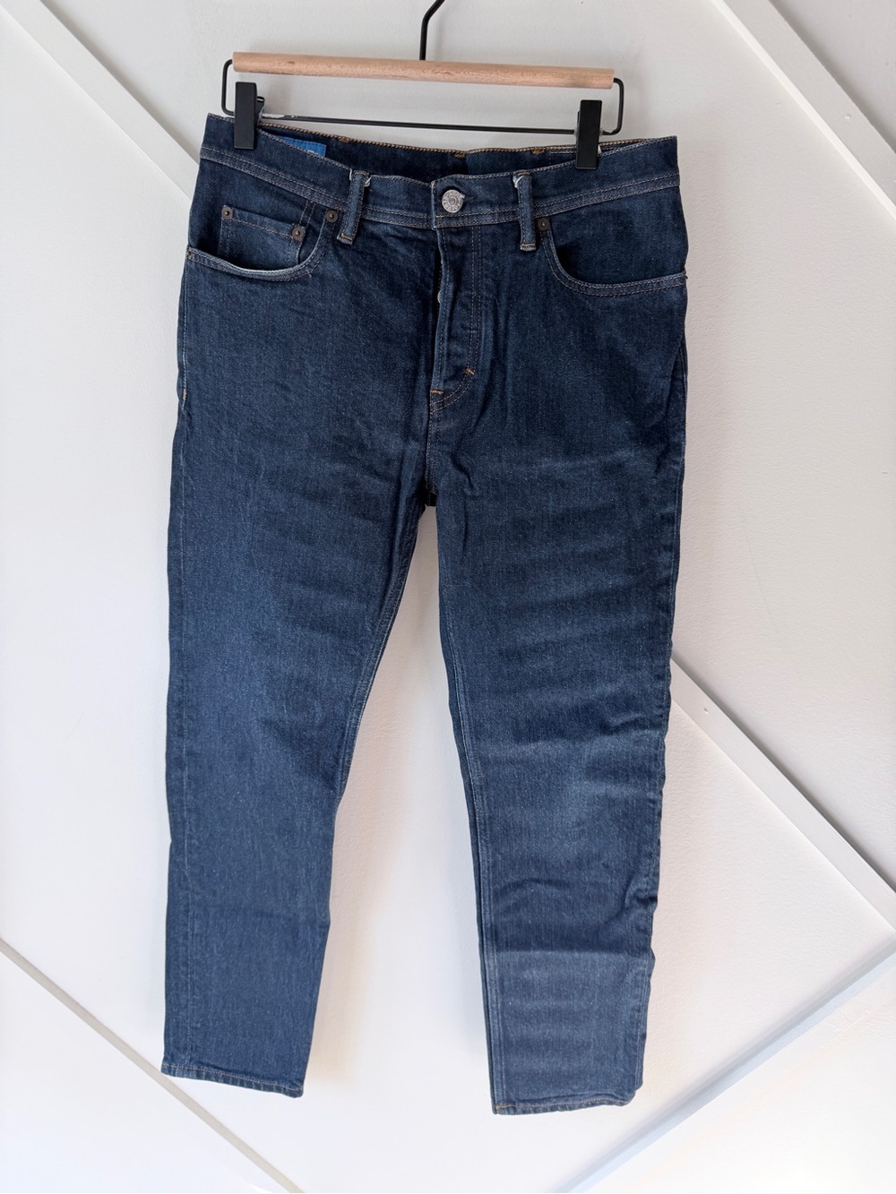 Acne Studios River Indigo Jeans  Slim Straight Dark Wash Cropped - 32
